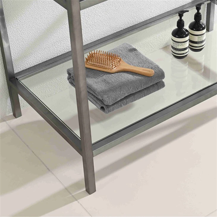 Gray Industrial Technology Style Metal Frame Bathroom Vanity